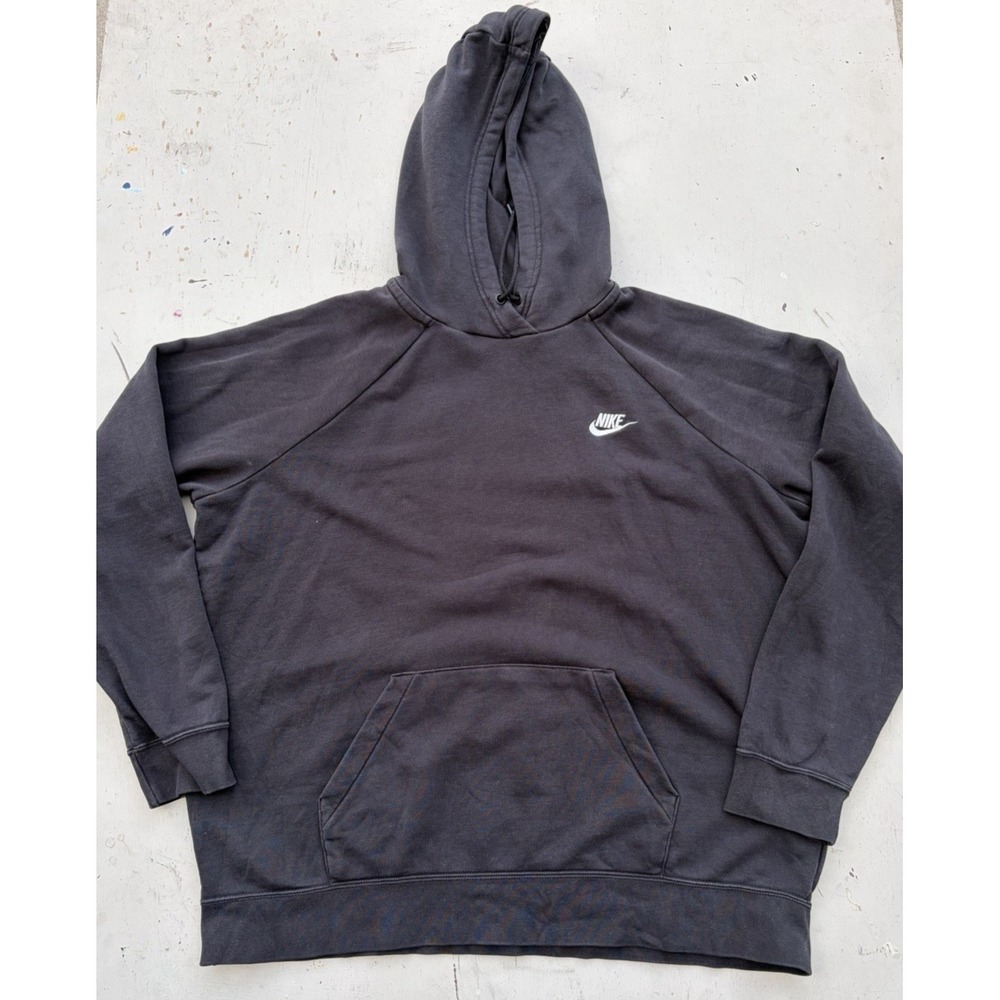 Men's Nike Hoodie Black Swish Logo XL Pocket Pullover Cotton Streetwear Active